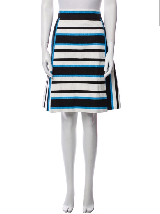 Dolce & Gabbana Dresses & Skirts - Dolce & Gabbana Striped A-Line Skirt in White, Black & Blue